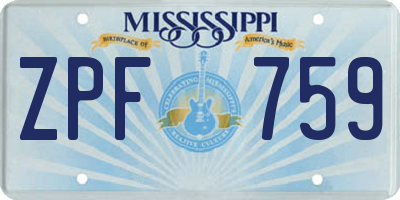 MS license plate ZPF759