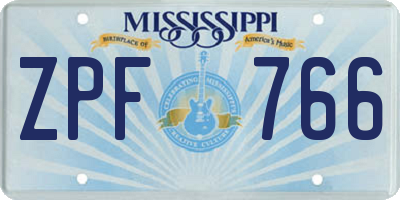 MS license plate ZPF766