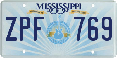 MS license plate ZPF769