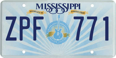 MS license plate ZPF771