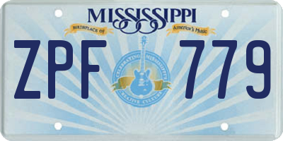 MS license plate ZPF779