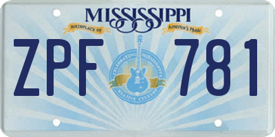 MS license plate ZPF781