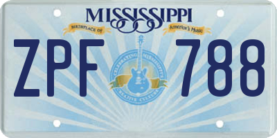 MS license plate ZPF788