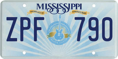 MS license plate ZPF790