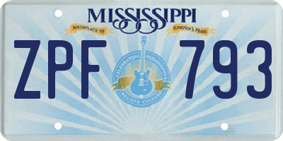 MS license plate ZPF793