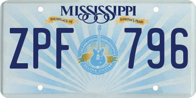 MS license plate ZPF796