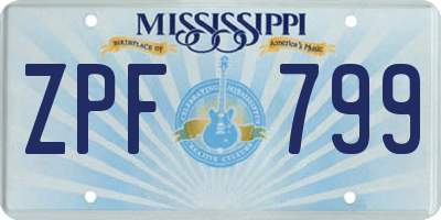 MS license plate ZPF799