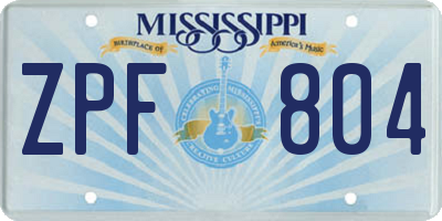 MS license plate ZPF804