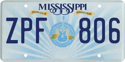 MS license plate ZPF806