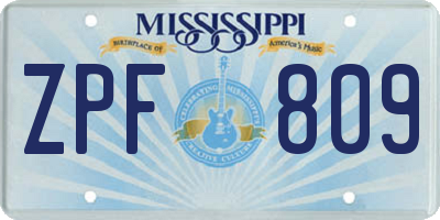 MS license plate ZPF809