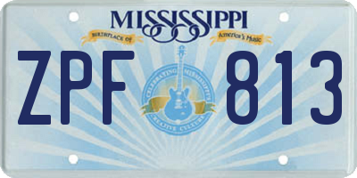 MS license plate ZPF813