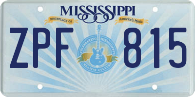 MS license plate ZPF815