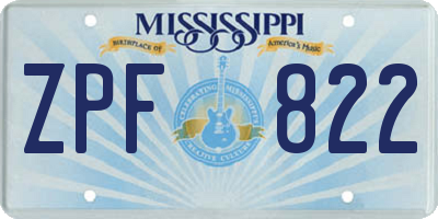 MS license plate ZPF822