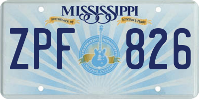 MS license plate ZPF826