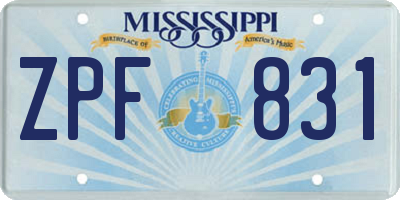 MS license plate ZPF831