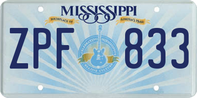 MS license plate ZPF833