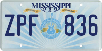 MS license plate ZPF836