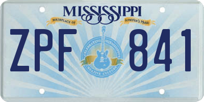 MS license plate ZPF841