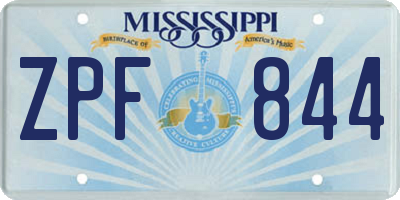MS license plate ZPF844