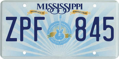 MS license plate ZPF845