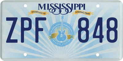 MS license plate ZPF848