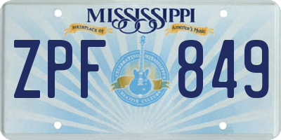 MS license plate ZPF849
