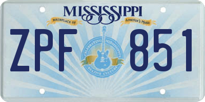 MS license plate ZPF851