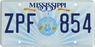 MS license plate ZPF854
