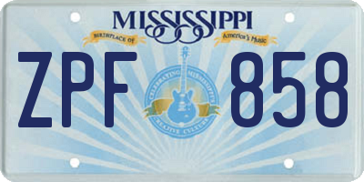 MS license plate ZPF858