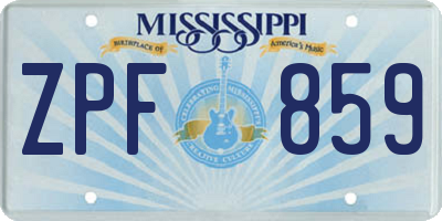 MS license plate ZPF859