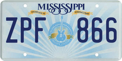 MS license plate ZPF866