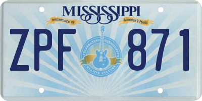 MS license plate ZPF871