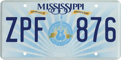 MS license plate ZPF876