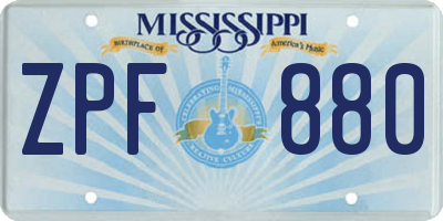 MS license plate ZPF880