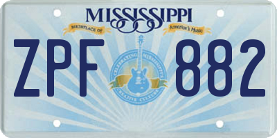 MS license plate ZPF882