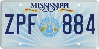 MS license plate ZPF884