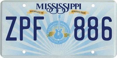 MS license plate ZPF886