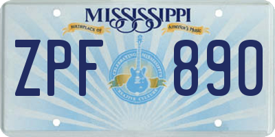 MS license plate ZPF890