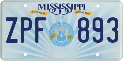 MS license plate ZPF893