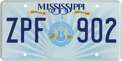 MS license plate ZPF902