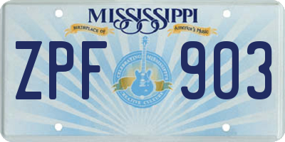 MS license plate ZPF903