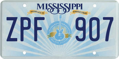 MS license plate ZPF907