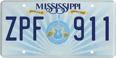 MS license plate ZPF911