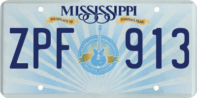 MS license plate ZPF913