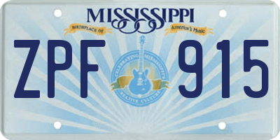 MS license plate ZPF915