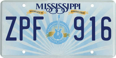 MS license plate ZPF916