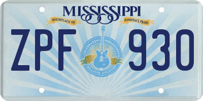 MS license plate ZPF930