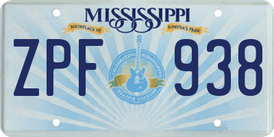 MS license plate ZPF938