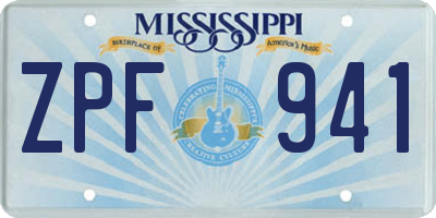 MS license plate ZPF941