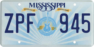 MS license plate ZPF945